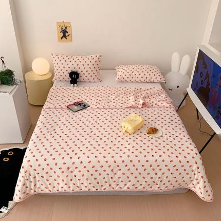 91家纺网 家纺一手货源 找家纺 星期八 2023新款卡通针织棉大豆夏被 小草莓