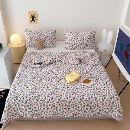 91家纺网 家纺一手货源 找家纺 星期八 2023新款卡通针织棉大豆夏被 小熊花花