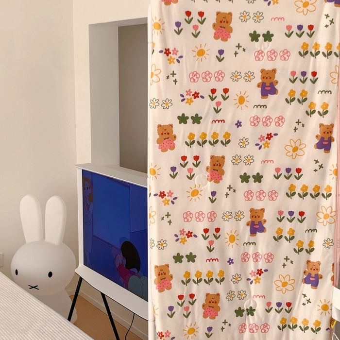 91家纺网 家纺一手货源 找家纺 星期八 2023新款卡通针织棉大豆夏被 丛林小熊