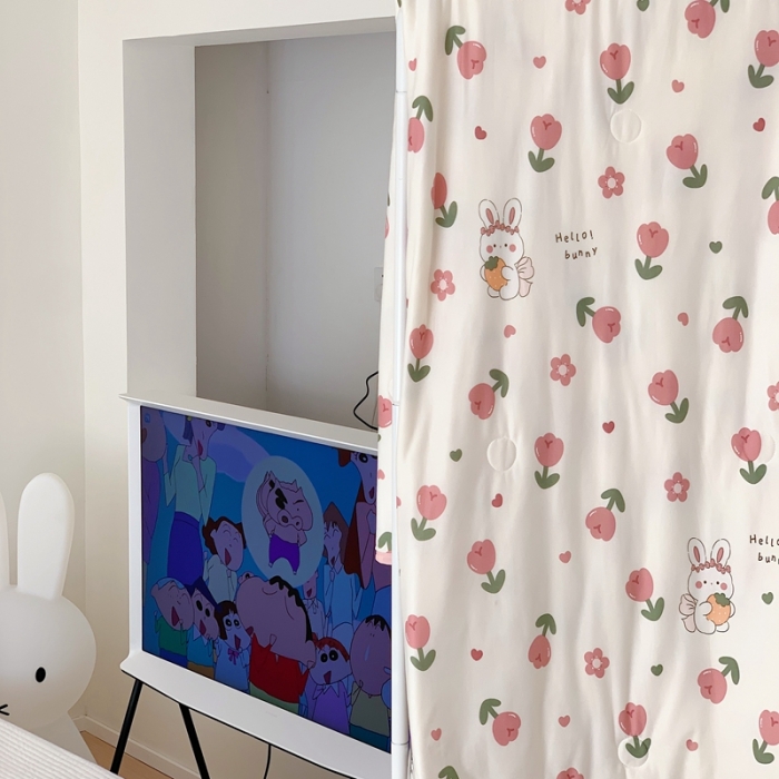 91家纺网 家纺一手货源 找家纺 星期八 2023新款卡通针织棉大豆夏被 玫瑰兔