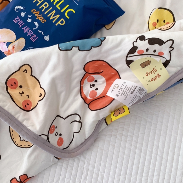 91家纺网 家纺一手货源 找家纺 星期八 2023新款卡通针织棉大豆夏被 萌宠乐园