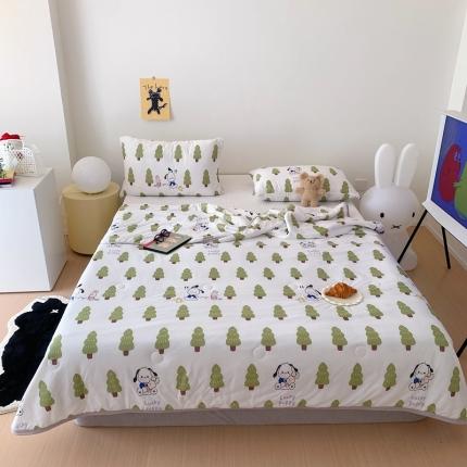 星期八 2023新款卡通针织棉大豆夏被 树林狗狗