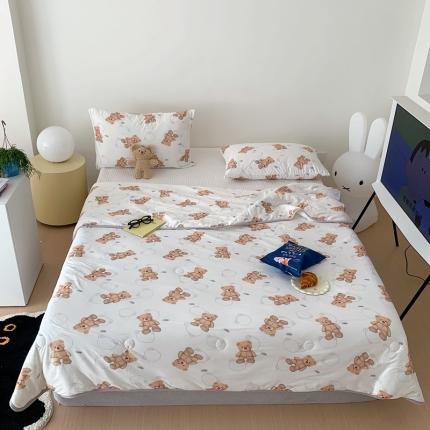 星期八 2023新款卡通针织棉大豆夏被 泰迪熊