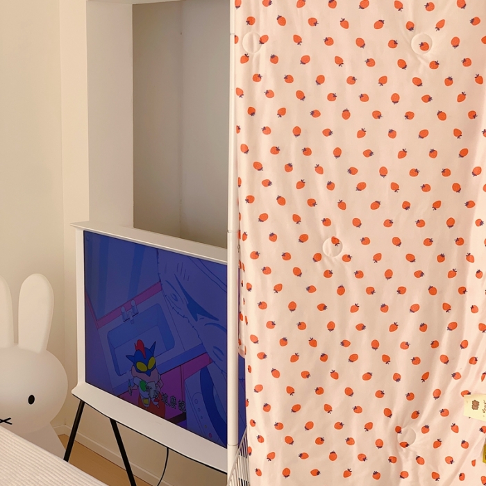 91家纺网 家纺一手货源 找家纺 星期八 2023新款卡通针织棉大豆夏被 小草莓