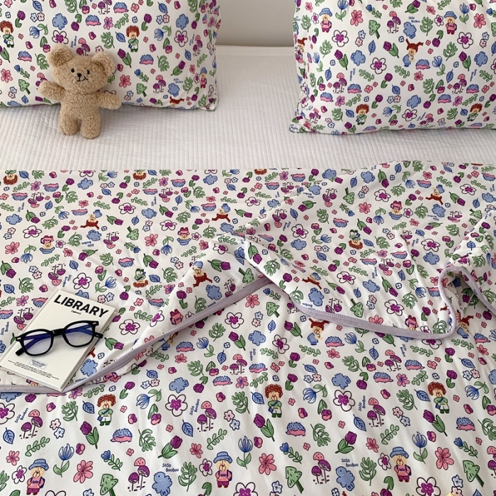 91家纺网 家纺一手货源 找家纺 星期八 2023新款卡通针织棉大豆夏被 小熊花花