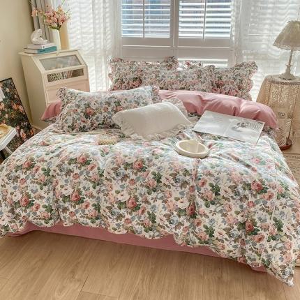 91家纺网 家纺一手货源 找家纺 潮邦 2025新款13372全棉韩式花卉四件套【含买家秀】 香雪兰