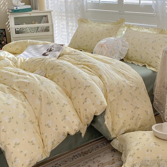 91家纺网 家纺一手货源 找家纺 （总）潮邦 2025新款13372全棉韩式花卉四件套【含买家秀】