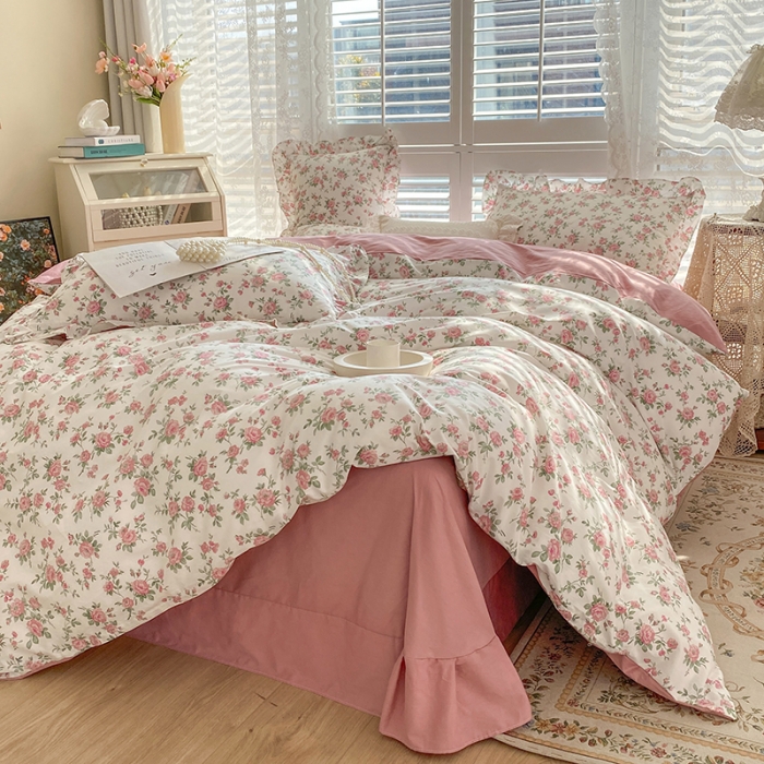 91家纺网 家纺一手货源 找家纺 潮邦 2025新款13372全棉韩式花卉四件套【含买家秀】 此生不换