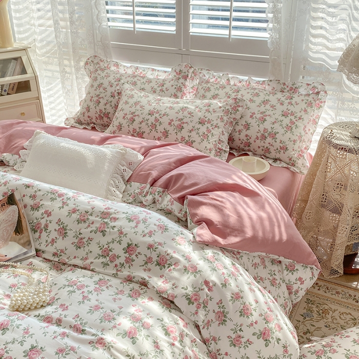 91家纺网 家纺一手货源 找家纺 潮邦 2025新款13372全棉韩式花卉四件套【含买家秀】 此生不换