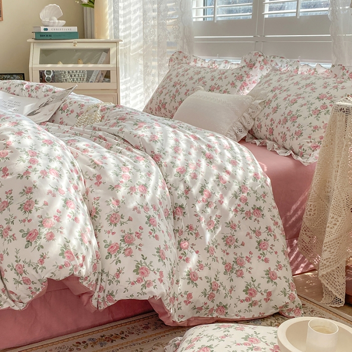 91家纺网 家纺一手货源 找家纺 潮邦 2025新款13372全棉韩式花卉四件套【含买家秀】 此生不换