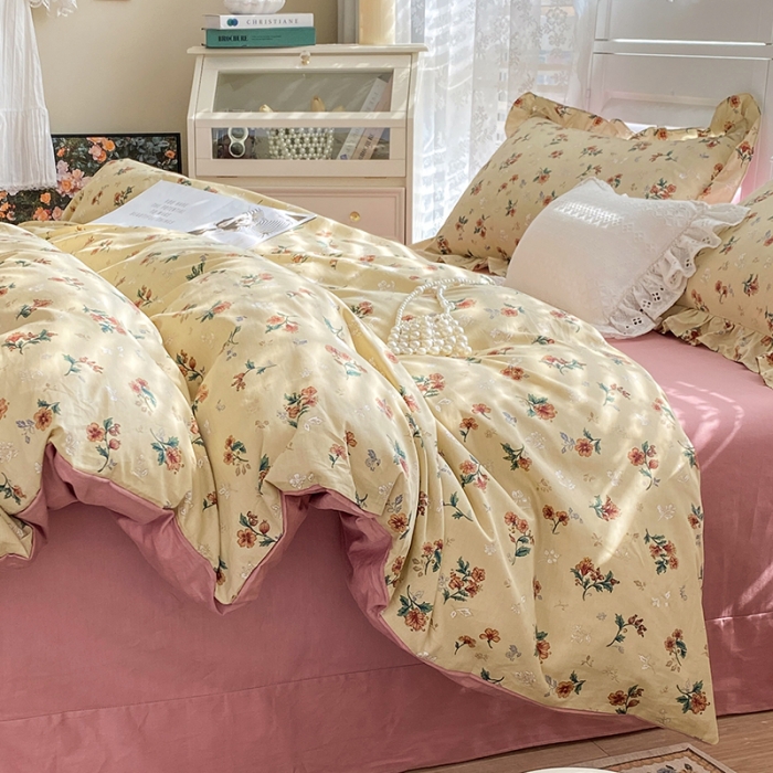 91家纺网 家纺一手货源 找家纺 潮邦 2025新款13372全棉韩式花卉四件套【含买家秀】 花悦