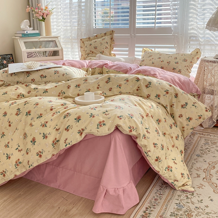 91家纺网 家纺一手货源 找家纺 潮邦 2025新款13372全棉韩式花卉四件套【含买家秀】 花悦