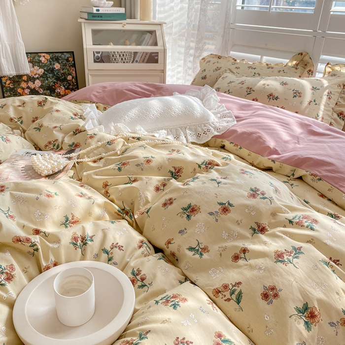 91家纺网 家纺一手货源 找家纺 潮邦 2025新款13372全棉韩式花卉四件套【含买家秀】 花悦