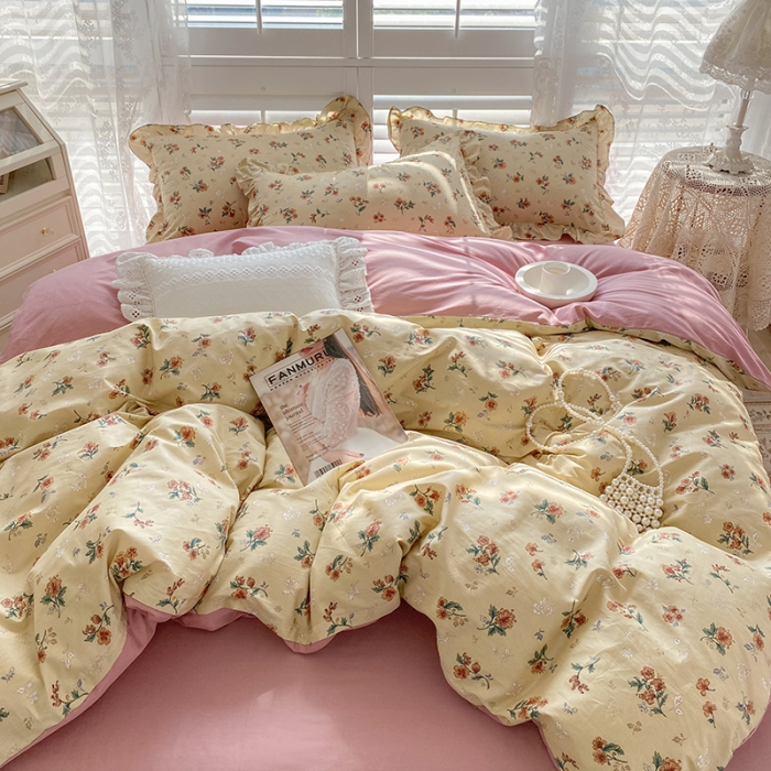 91家纺网 家纺一手货源 找家纺 潮邦 2025新款13372全棉韩式花卉四件套【含买家秀】 花悦