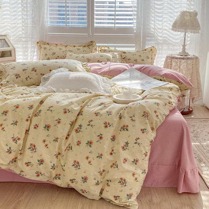 91家纺网 家纺一手货源 找家纺 潮邦 2025新款13372全棉韩式花卉四件套【含买家秀】 花悦