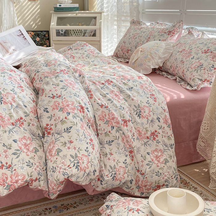 91家纺网 家纺一手货源 找家纺 潮邦 2025新款13372全棉韩式花卉四件套【含买家秀】 兰玲梦