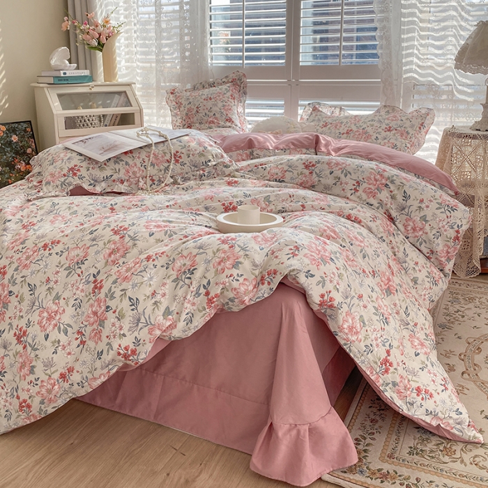 91家纺网 家纺一手货源 找家纺 潮邦 2025新款13372全棉韩式花卉四件套【含买家秀】 兰玲梦