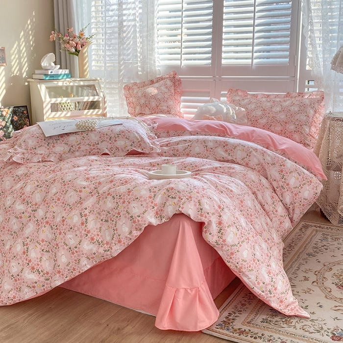 91家纺网 家纺一手货源 找家纺 潮邦 2025新款13372全棉韩式花卉四件套【含买家秀】 恋语