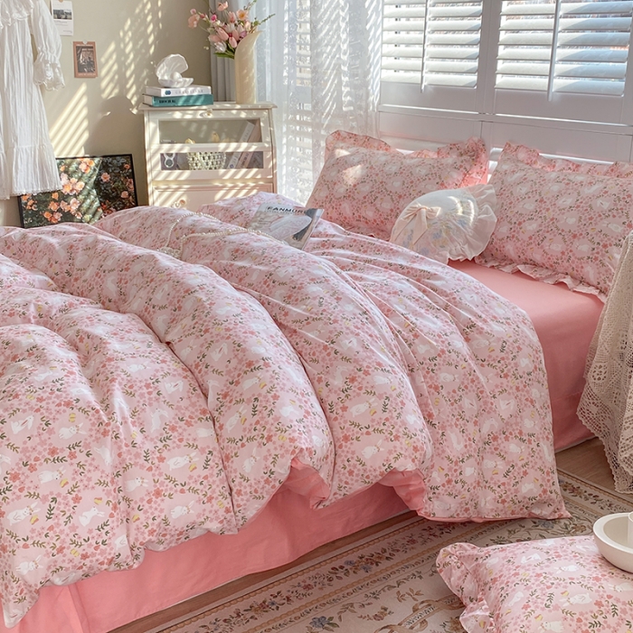 91家纺网 家纺一手货源 找家纺 潮邦 2025新款13372全棉韩式花卉四件套【含买家秀】 恋语