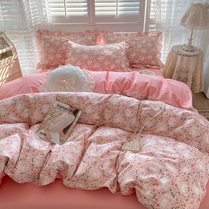 91家纺网 家纺一手货源 找家纺 潮邦 2025新款13372全棉韩式花卉四件套【含买家秀】 恋语
