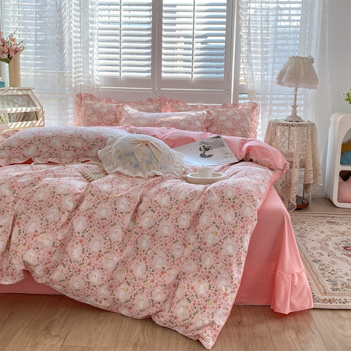 91家纺网 家纺一手货源 找家纺 潮邦 2025新款13372全棉韩式花卉四件套【含买家秀】 恋语