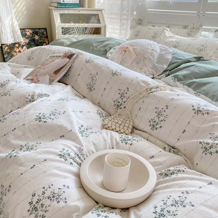 91家纺网 家纺一手货源 找家纺 潮邦 2025新款13372全棉韩式花卉四件套【含买家秀】 萝莉塔紫