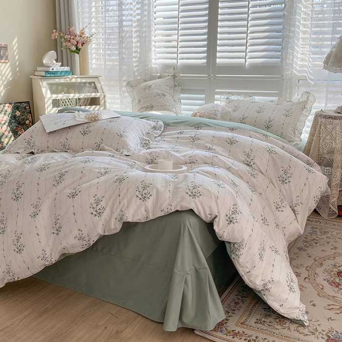 91家纺网 家纺一手货源 找家纺 潮邦 2025新款13372全棉韩式花卉四件套【含买家秀】 萝莉塔紫