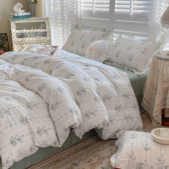 91家纺网 家纺一手货源 找家纺 潮邦 2025新款13372全棉韩式花卉四件套【含买家秀】 萝莉塔紫