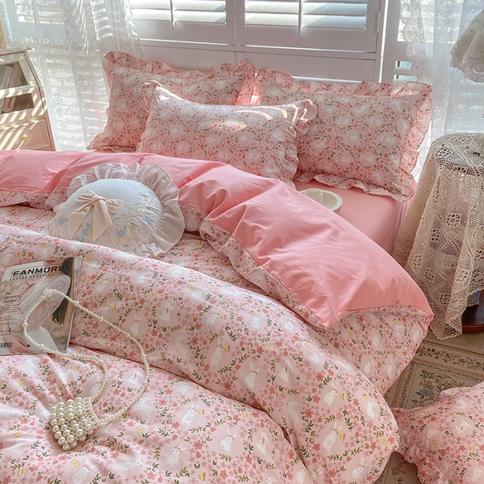 91家纺网 家纺一手货源 找家纺 潮邦 2025新款13372全棉韩式花卉四件套【含买家秀】 恋语
