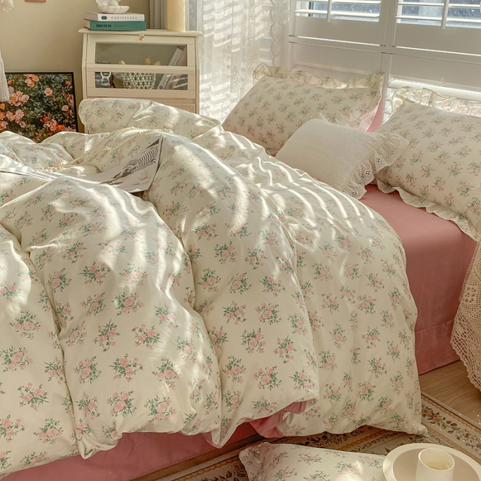 91家纺网 家纺一手货源 找家纺 潮邦 2025新款13372全棉韩式花卉四件套【含买家秀】 少女心