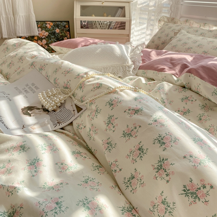 91家纺网 家纺一手货源 找家纺 潮邦 2025新款13372全棉韩式花卉四件套【含买家秀】 少女心