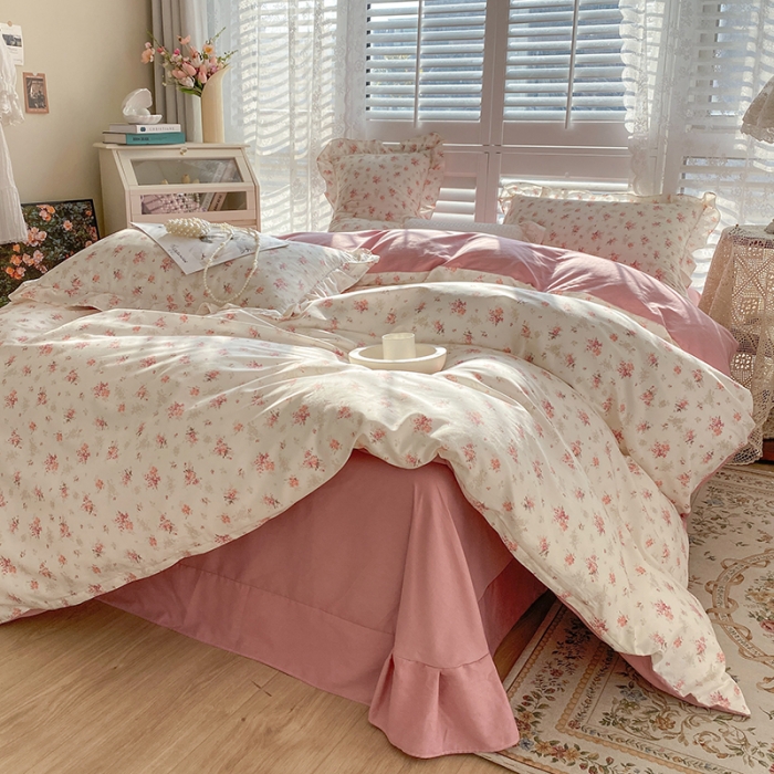 91家纺网 家纺一手货源 找家纺 潮邦 2025新款13372全棉韩式花卉四件套【含买家秀】 屋顶花园