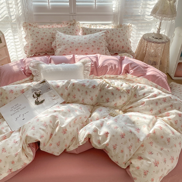 91家纺网 家纺一手货源 找家纺 潮邦 2025新款13372全棉韩式花卉四件套【含买家秀】 屋顶花园