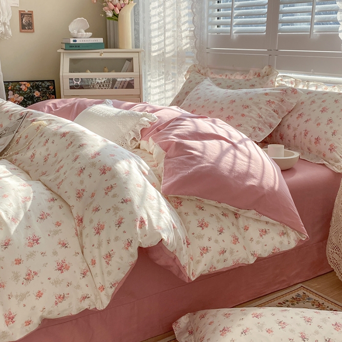 91家纺网 家纺一手货源 找家纺 潮邦 2025新款13372全棉韩式花卉四件套【含买家秀】 屋顶花园