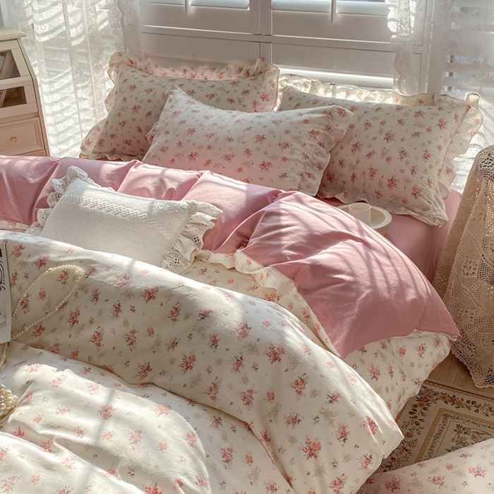 91家纺网 家纺一手货源 找家纺 潮邦 2025新款13372全棉韩式花卉四件套【含买家秀】 屋顶花园