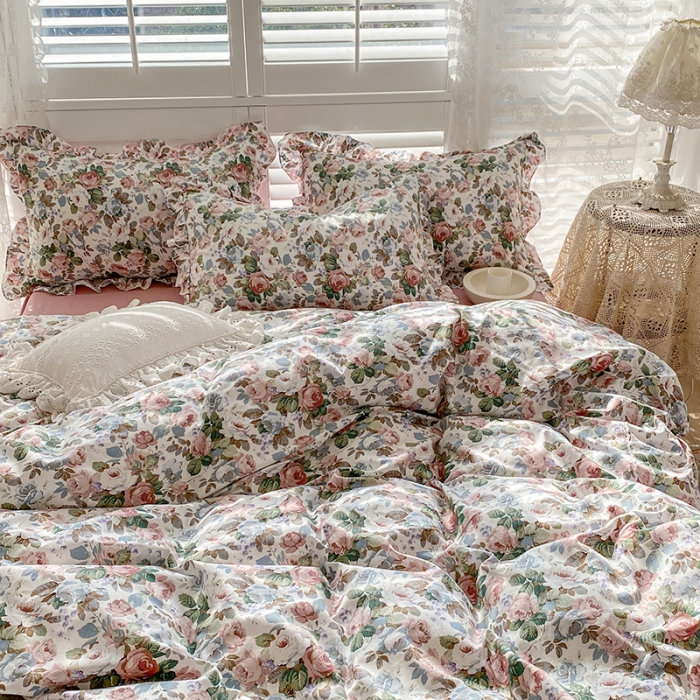 91家纺网 家纺一手货源 找家纺 潮邦 2025新款13372全棉韩式花卉四件套【含买家秀】 香雪兰