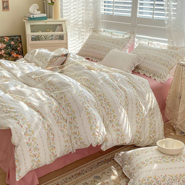 91家纺网 家纺一手货源 找家纺 潮邦 2025新款13372全棉韩式花卉四件套【含买家秀】 心弦
