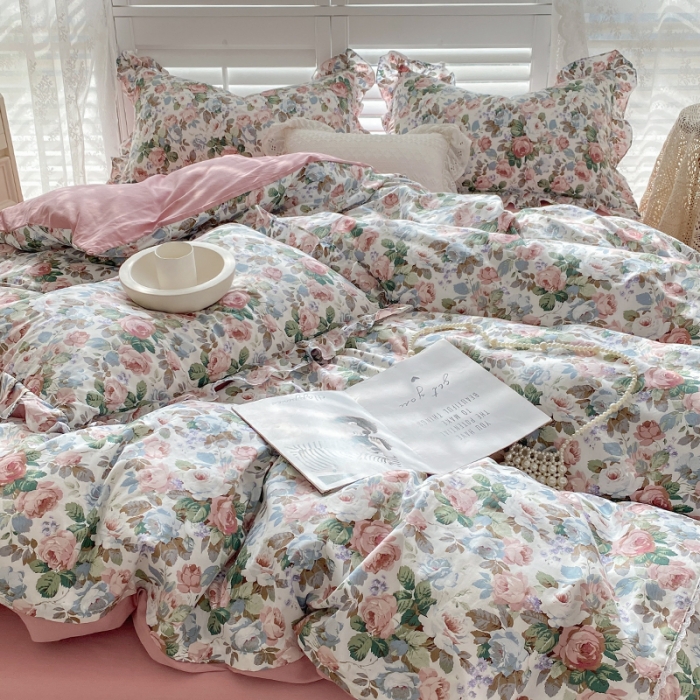 91家纺网 家纺一手货源 找家纺 潮邦 2025新款13372全棉韩式花卉四件套【含买家秀】 香雪兰