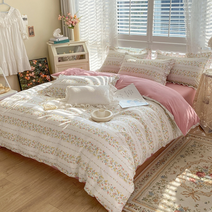 91家纺网 家纺一手货源 找家纺 潮邦 2025新款13372全棉韩式花卉四件套【含买家秀】 心弦