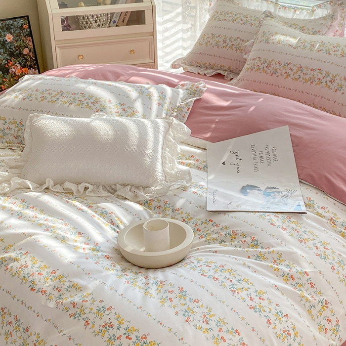 91家纺网 家纺一手货源 找家纺 潮邦 2025新款13372全棉韩式花卉四件套【含买家秀】 心弦