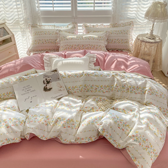 91家纺网 家纺一手货源 找家纺 潮邦 2025新款13372全棉韩式花卉四件套【含买家秀】 心弦