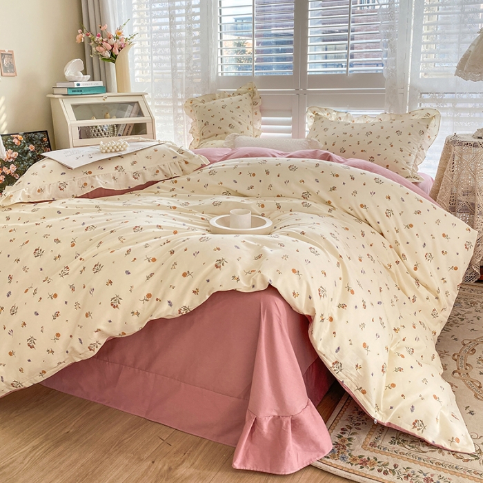 91家纺网 家纺一手货源 找家纺 潮邦 2025新款13372全棉韩式花卉四件套【含买家秀】 萱花