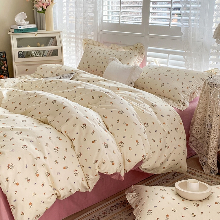 91家纺网 家纺一手货源 找家纺 潮邦 2025新款13372全棉韩式花卉四件套【含买家秀】 萱花