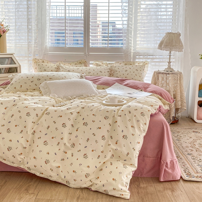 91家纺网 家纺一手货源 找家纺 潮邦 2025新款13372全棉韩式花卉四件套【含买家秀】 萱花