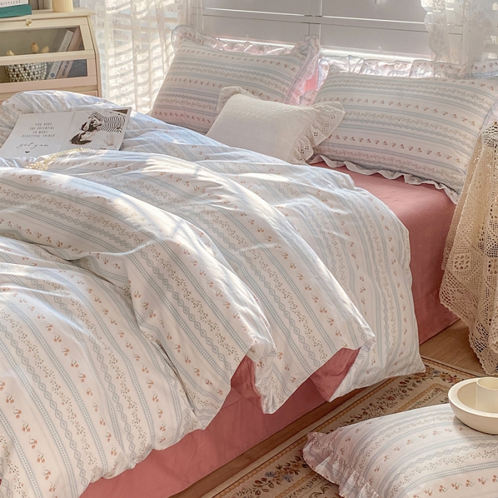 91家纺网 家纺一手货源 找家纺 潮邦 2025新款13372全棉韩式花卉四件套【含买家秀】 樱桃花