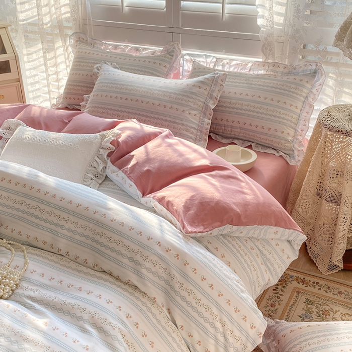 91家纺网 家纺一手货源 找家纺 潮邦 2025新款13372全棉韩式花卉四件套【含买家秀】 樱桃花