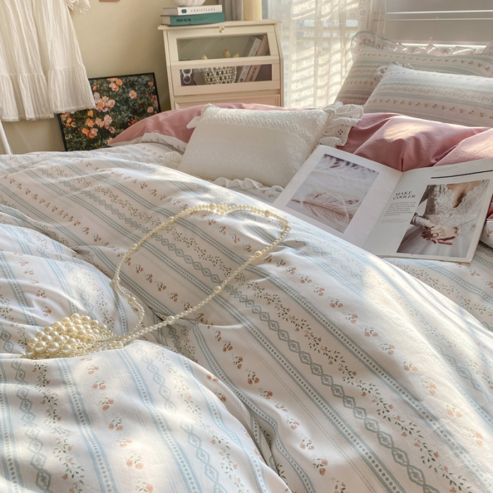 91家纺网 家纺一手货源 找家纺 潮邦 2025新款13372全棉韩式花卉四件套【含买家秀】 樱桃花