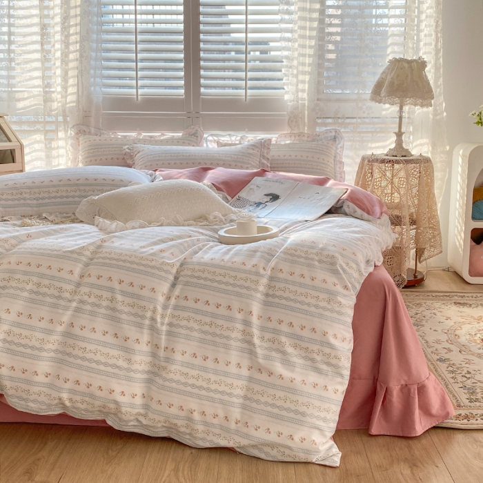 91家纺网 家纺一手货源 找家纺 潮邦 2025新款13372全棉韩式花卉四件套【含买家秀】 樱桃花