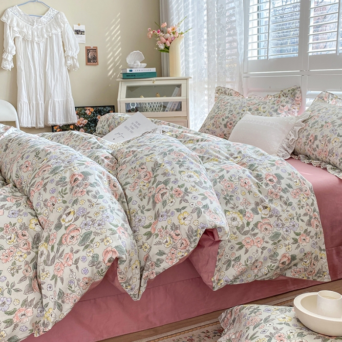 91家纺网 家纺一手货源 找家纺 潮邦 2025新款13372全棉韩式花卉四件套【含买家秀】 优雅花香