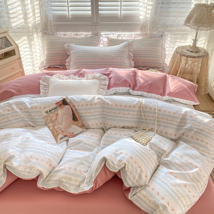 91家纺网 家纺一手货源 找家纺 潮邦 2025新款13372全棉韩式花卉四件套【含买家秀】 樱桃花